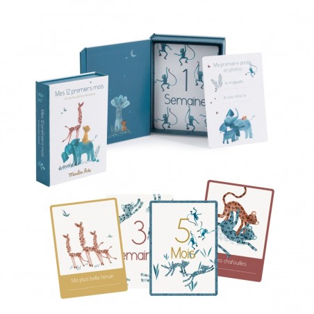 Cartes Mes 12 premiers mois Sous mon baobab (30 cartes) - Moulin Roty