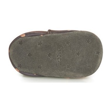 Chaussons en cuir souple First Love Gris Fonce Noir