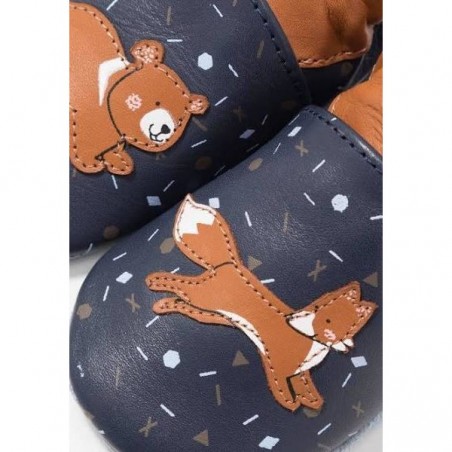 Chaussons en cuir souple Game Run Marine