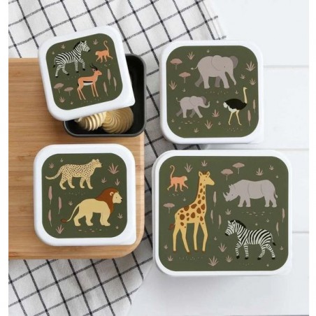 4 boites à goûter Savane - Lunch box enfant - A Little Lovely Company