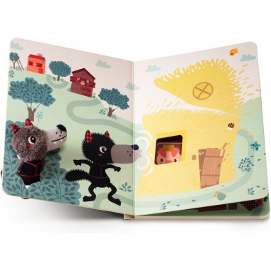Livre carton le loup et les 3 cochons avec marionnette en tissu - Lilliputiens