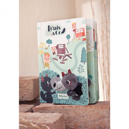Livre carton le loup et les 3 cochons avec marionnette en tissu - Lilliputiens