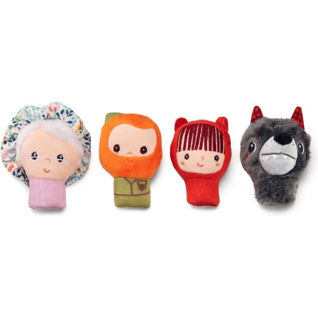 4 marionnettes chaperon rouge à doigts en tissu - Lilliputiens