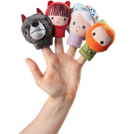 4 marionnettes chaperon rouge à doigts en tissu - Lilliputiens