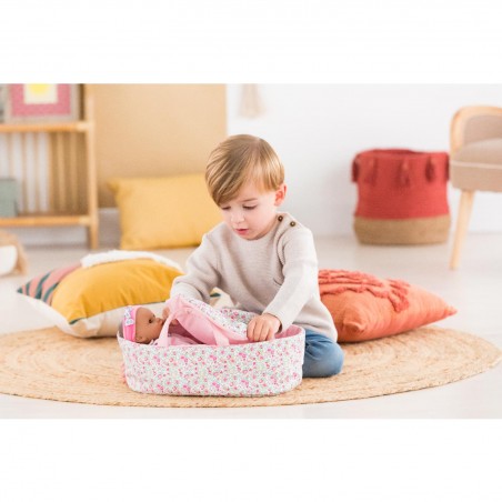 Accessoire pour mon premier poupon Corolle 30cm : couffin fleuri rose