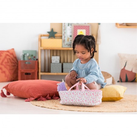 Accessoire pour mon premier poupon Corolle 30cm : couffin fleuri rose