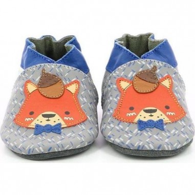 Chaussons souples Nuts Gris Bleu Klein