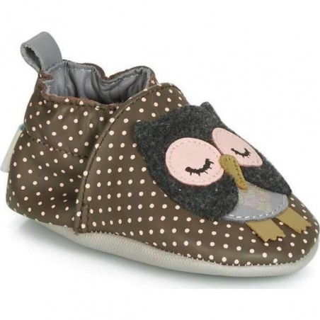 Chaussons en cuir souple Sue Marron Fonce