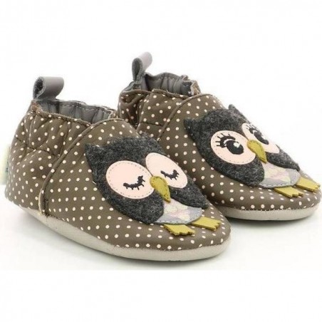 Chaussons en cuir souple Sue Marron Fonce
