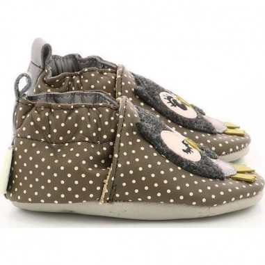 Chaussons en cuir souple Sue Marron Fonce