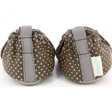 Chaussons en cuir souple Sue Marron Fonce