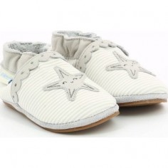 Sunny Day Gris Blanc - Chaussons semelle souple Bébé Fille