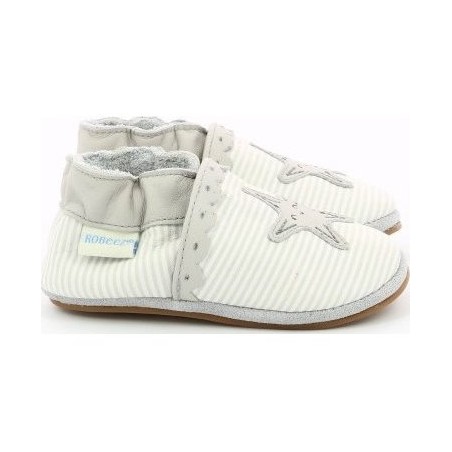 Sunny Day Gris Blanc - Chaussons semelle souple Bébé Fille
