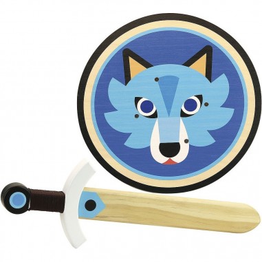 Lot bouclier & épée en bois Loup, Bouclier & épée jouet - Vilac