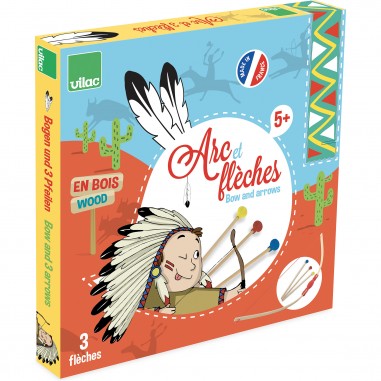 Arc démonté et 3 flèches en bois, Tir à l'arc pour enfant - Vilac