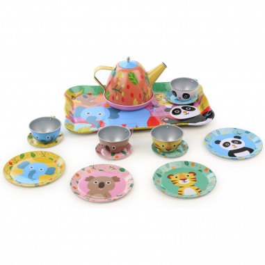 Dinette en métal Jungle - 15 pièces -, Service à thé jouet - Vilac