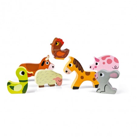 Chunky Puzzle Ferme 7 pièces : Puzzles en bois premier âge - Janod