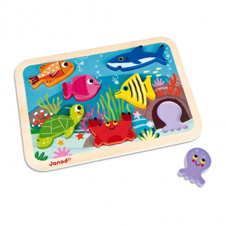 Chunky Puzzle Marin 7 pièces : Puzzles en bois premier âge - Janod