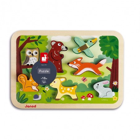 Chunky Puzzle Forêt 7 pièces : Puzzles en bois premier âge - Janod