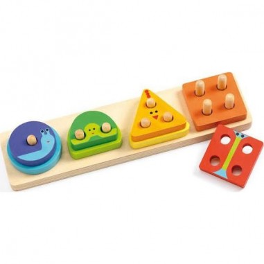 Pièces en bois à encastrer - 1234 Basic - Djeco Pièces en bois à encastrer - 1234 Basic - Djeco
