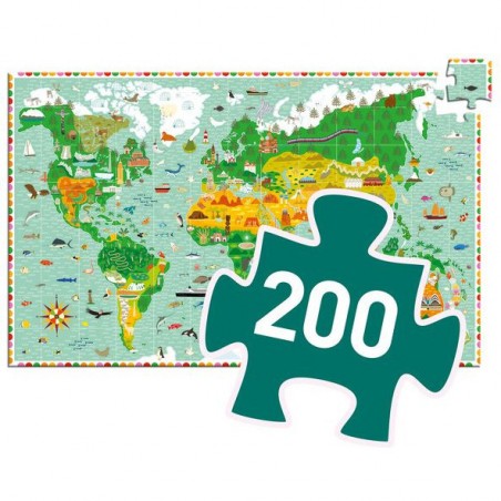 Puzzle Observation - Tour du monde - 200 pièces - Jeux classiques - Jeux de société - Djeco