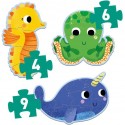 Puzzles Primo de 4 à 9 pièces : Dans la mer - Djeco