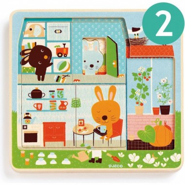 Puzzle 3 niveaux chez carot - jouet d'éveil à encastrer - Djeco