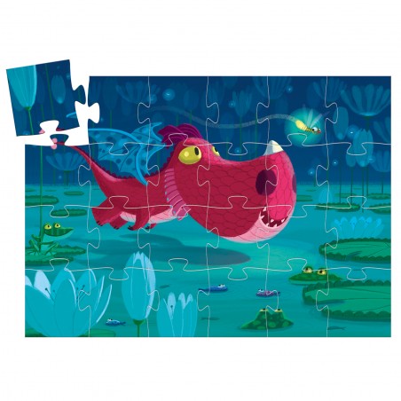 Puzzle Silhouette – Edmond le Dragon – 24 Pièces - Jeux enfants - Djeco
