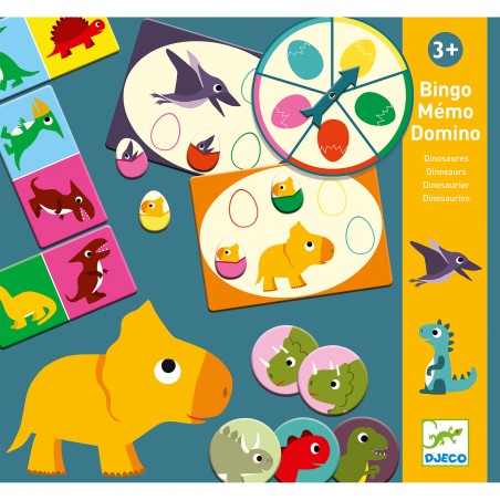 Bingo Memo Domino - Dinosaures - Jeux de société - Djeco