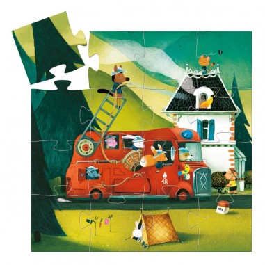 Puzzle Silhouette - Le Camion de Pompier - Djeco