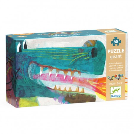 Puzzle géant Léon le dragon- 58 pièces - Jeux classiques - Jeux de société - Djeco