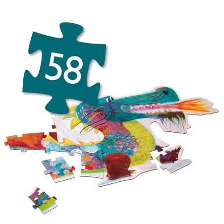 Puzzle géant Léon le dragon- 58 pièces - Jeux classiques - Jeux de société - Djeco