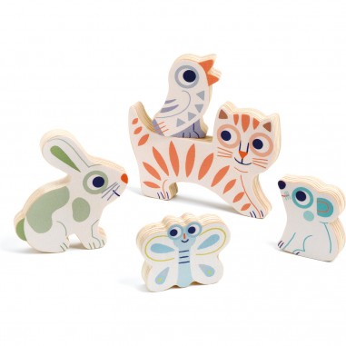 Puzzle encastrement Baby Animali - Chat - Lapin - Oiseau - Djeco