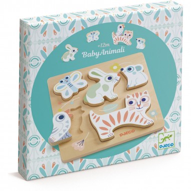 Puzzle encastrement Baby Animali - Chat - Lapin - Oiseau - Djeco