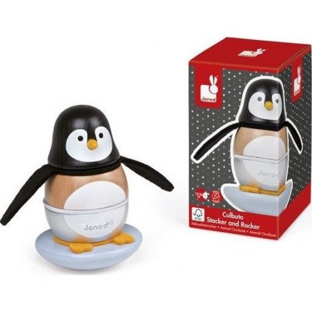 Jouet Culbuto en bois Pingouin
