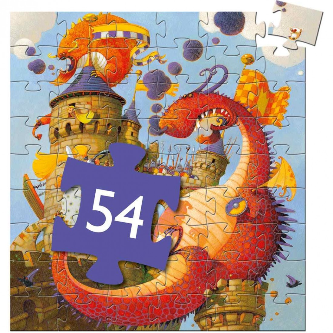 Puzzle silhouette - Vaillant et les dragons - 54 pcs - Djeco