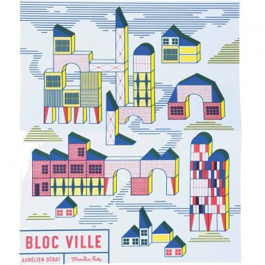 Jeu de construction en bois Bloc Ville - Dans la ville - Moulin Roty