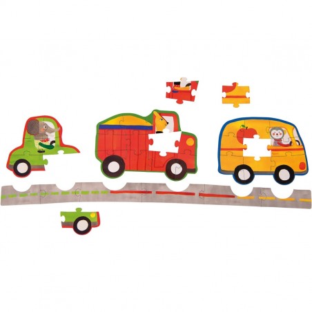 Ensemble de 4 Puzzles Ca roule ! - 32 pièces - Les Popipop - Moulin Roty