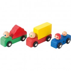 Set voiture et camions en bois - Dans la ville - Moulin Roty