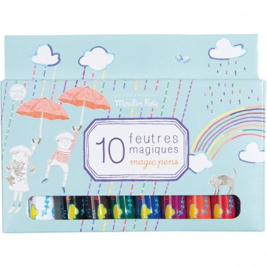 Boîte de 10 Feutres Magiques Aujourd'hui C'est Mercredi - Moulin Roty