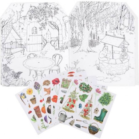 Cahier de coloriage et stickers Le jardinier Le Jardin du Moulin - Moulin Roty