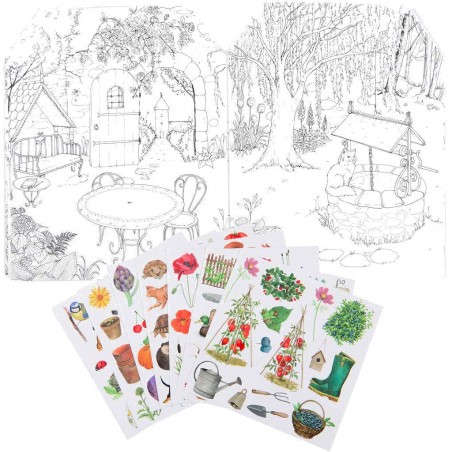 Cahier de coloriage et stickers Le jardinier Le Jardin du Moulin - Moulin Roty