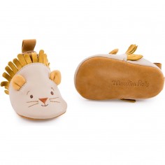 Chaussons cuir lion beige Sous mon baobab 0/6 m - Moulin Roty 2