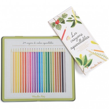 Boîte 24 crayons aquarellables Le jardin du Moulin - Moulin Roty