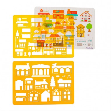 Pochoirs à dessin Ville Aujourd'hui c'est mercredi - Moulin Roty