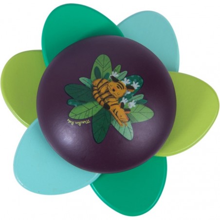 Hochet bois feuilles et grelot Dans la jungle (emb/9) - Moulin Roty