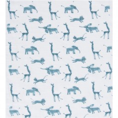 Set de 3 langes imprimés (bleu/girafe/animaux) Sous mon baobab - Moulin Roty 2