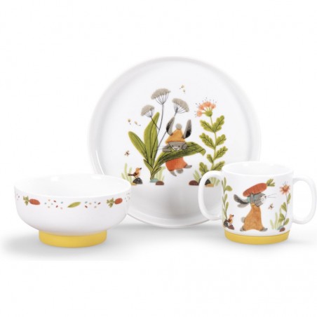 Set de vaisselle en porcelaine Trois Petits Lapins de Moulin Roty
