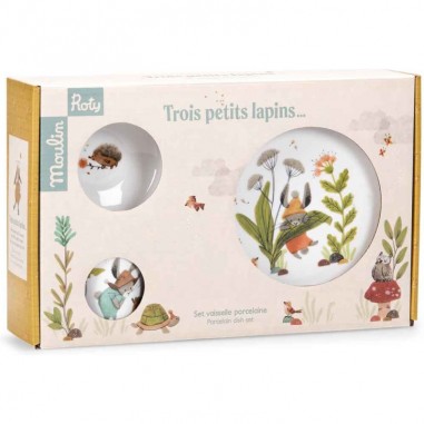 Set de vaisselle en porcelaine Trois Petits Lapins de Moulin Roty