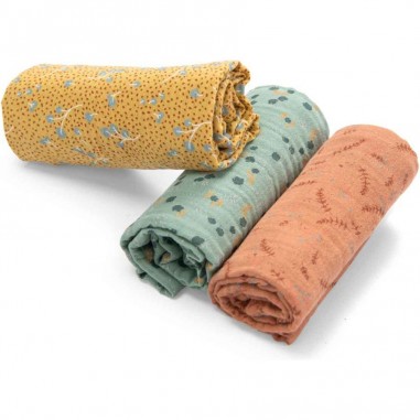 Coffret de 3 langes en coton bio "Trois Petits Lapins" - Moulin Roty